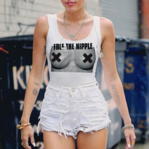 Free the Nipple Tank Top cotton Women White medium - Picture 1 of 9
